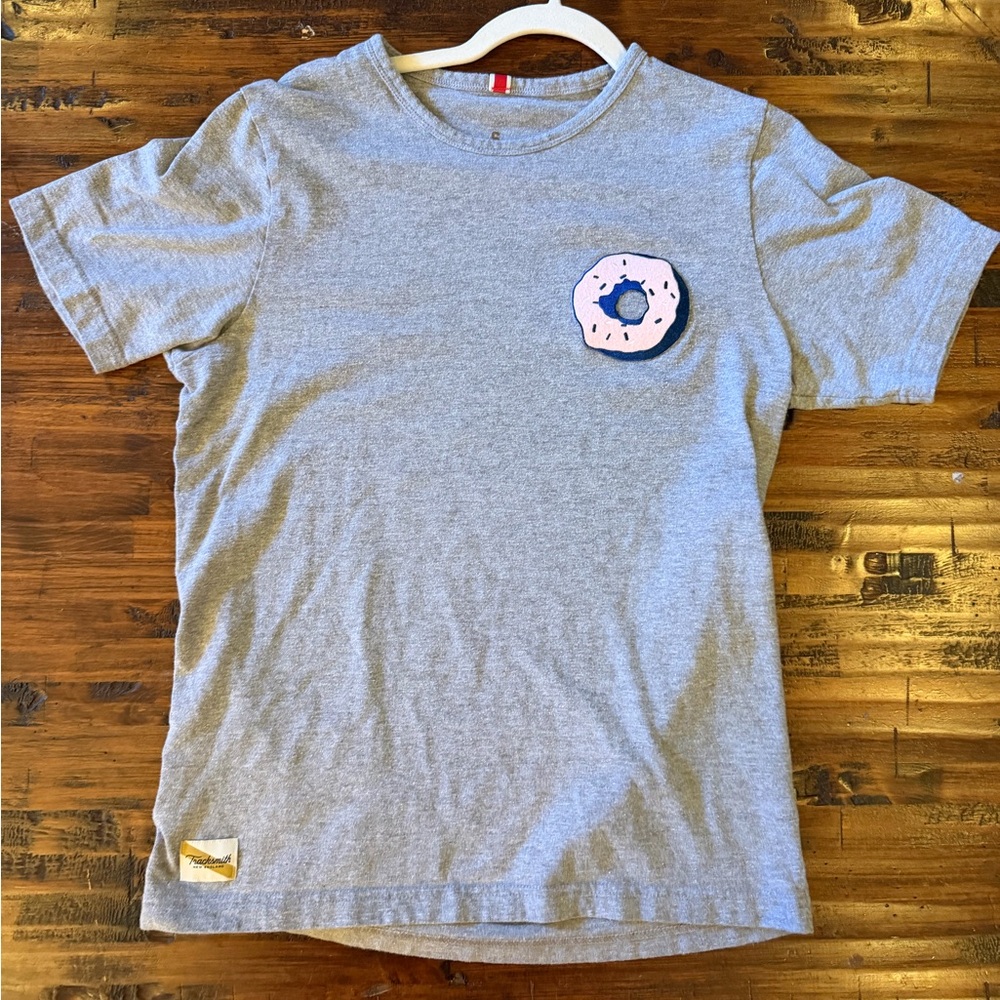 Tracksmith Gray Short Sleeve Tee with Donut Design